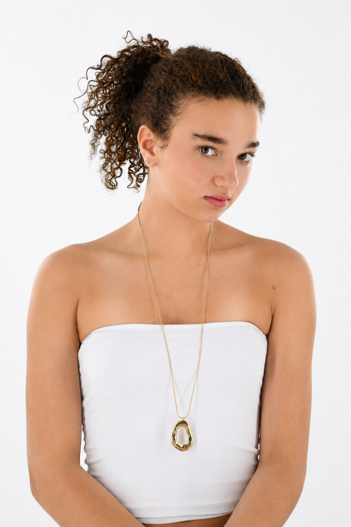 Open oval necklace - goud