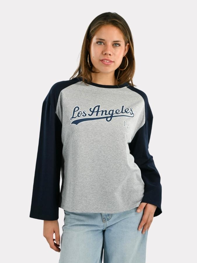 LA baseball longsleeve - navy/grijs
