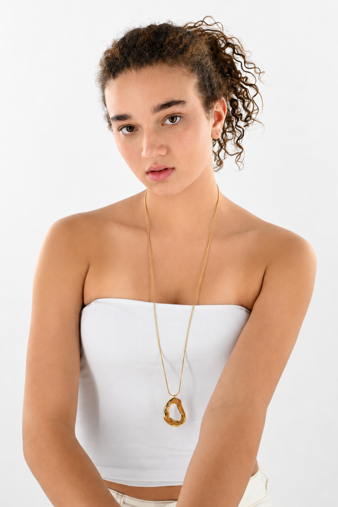 Open oval necklace - goud