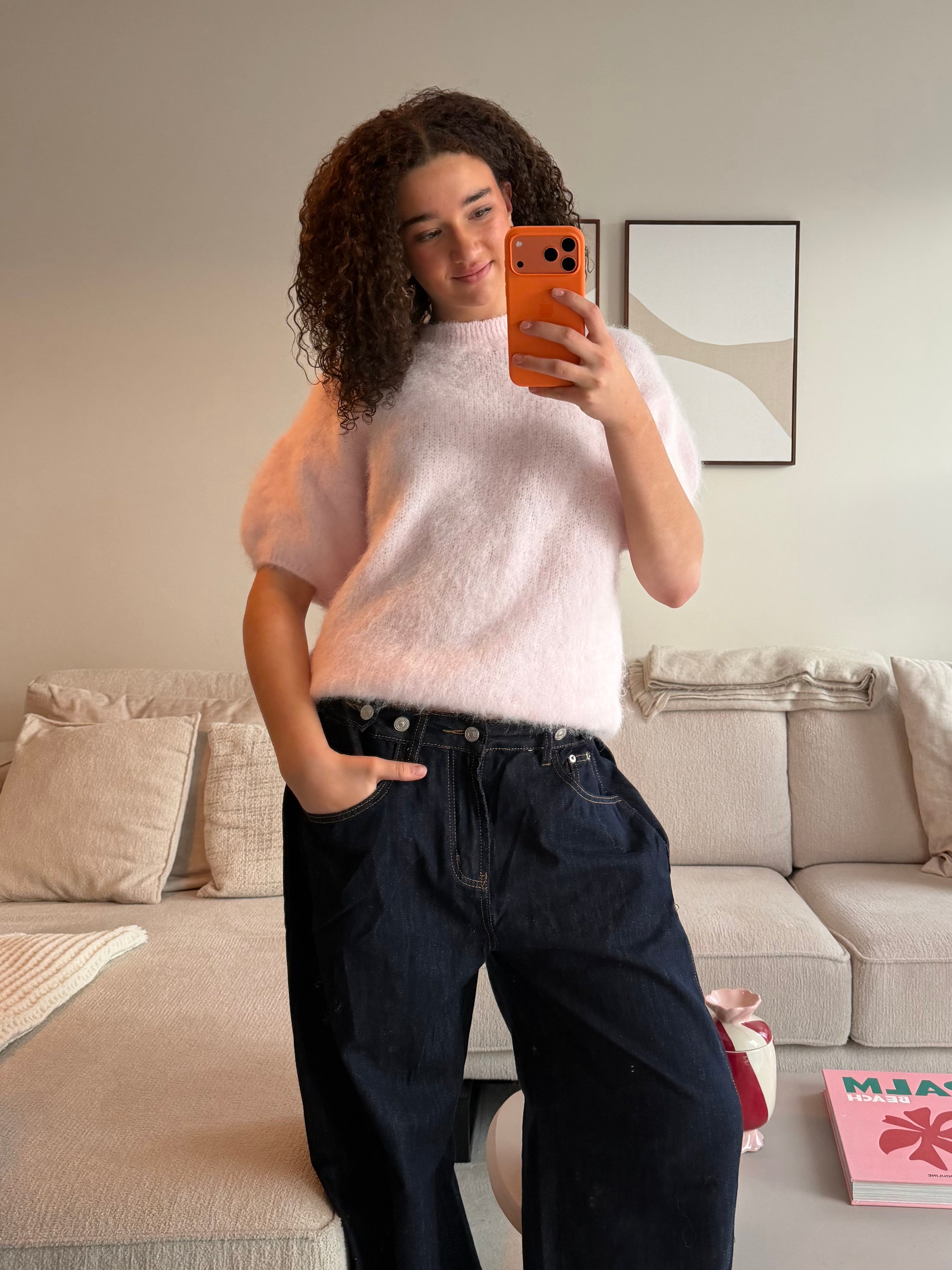 Faye knit short sleeve - baby roze