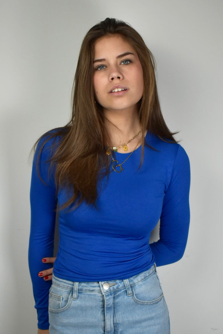 Basic top LONG - cobalt