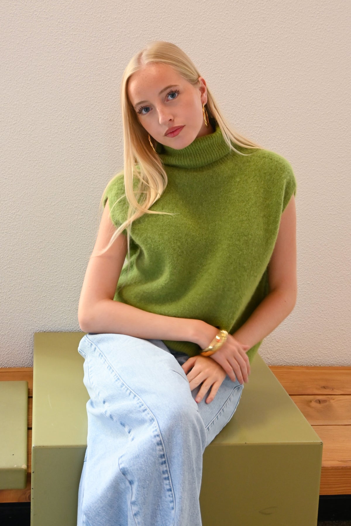 Cozy high knit - salie groen (pre-order)