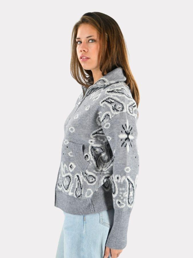 Aspen bandana zipper knit - gray