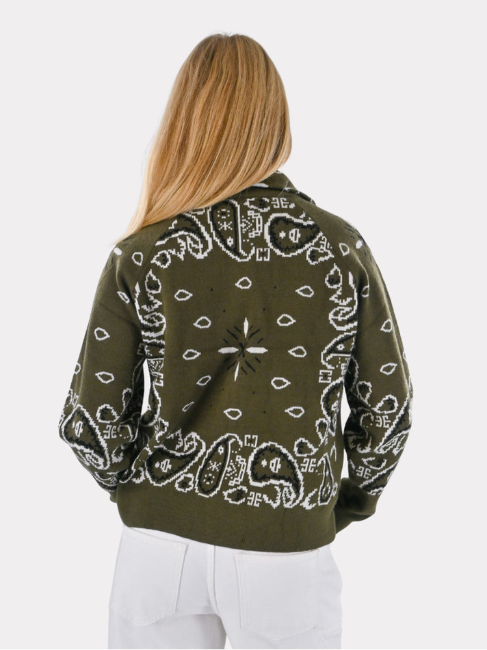 Aspen Bandana Zipper Knit - Green
