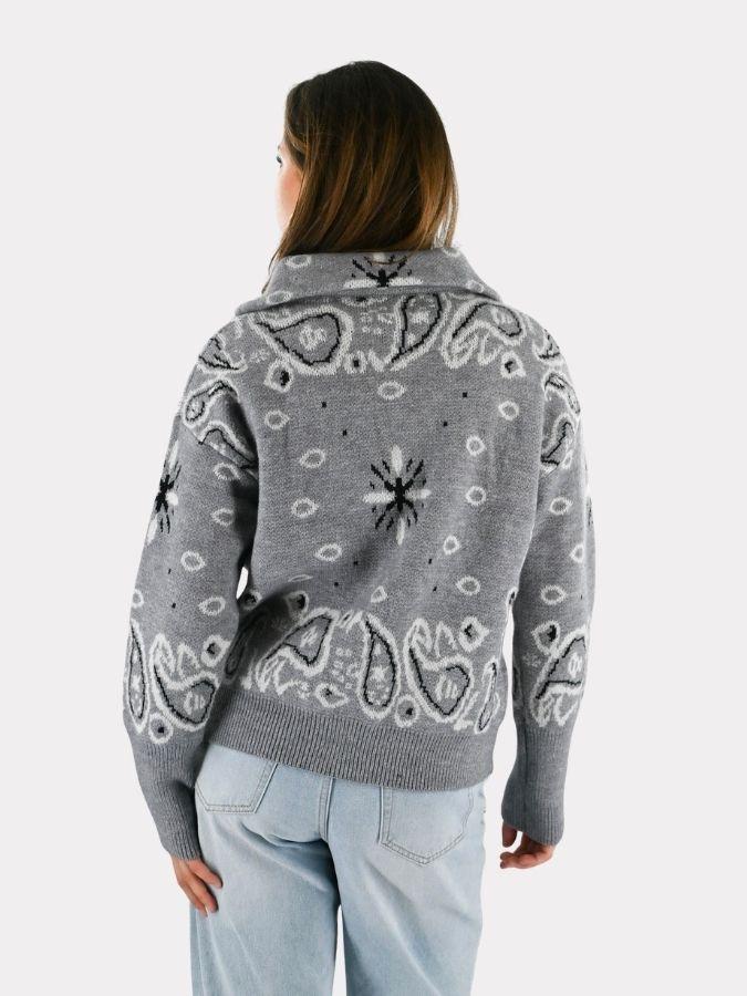 Aspen bandana zipper knit - gray