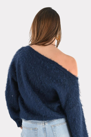 Maira off-shoulder knit - navy