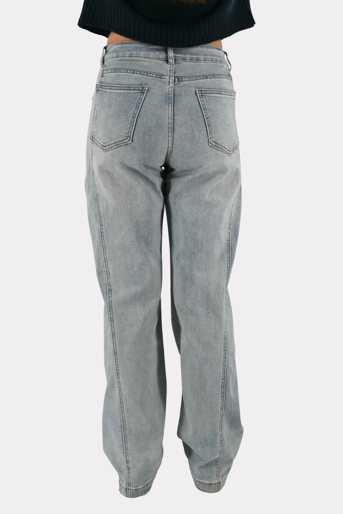 Jeans mit Spitzenbesatz an den Seiten - blau