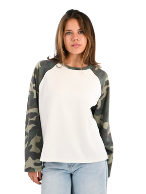 Camo-Langarmshirt – grün/weiß