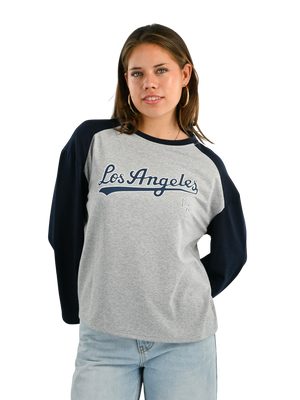 LA baseball longsleeve - navy/grijs