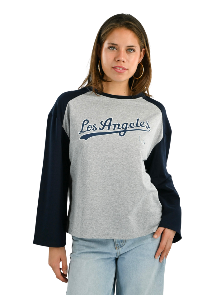 LA baseball long sleeve - navy/gray