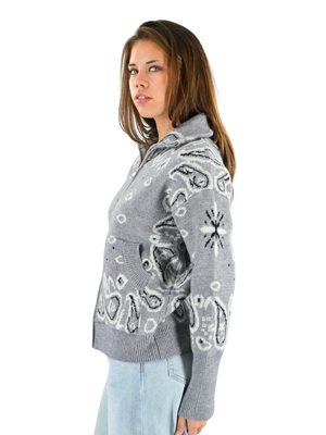 Aspen bandana zipper knit - grijs