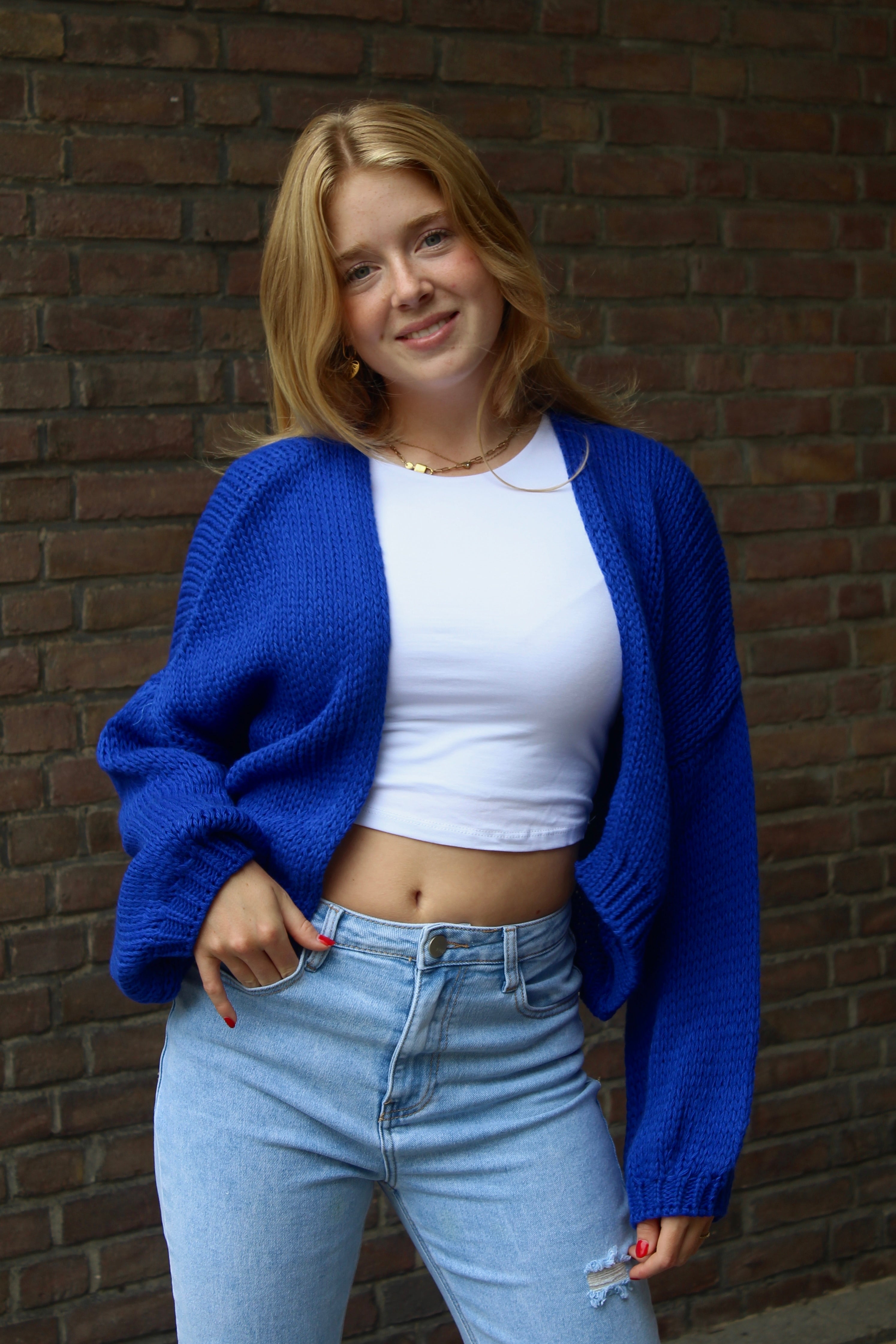 Knit cardigan SHORT- cobalt