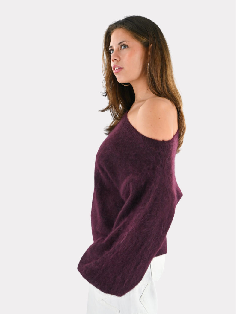 Maira off-shoulder knit - burgundy