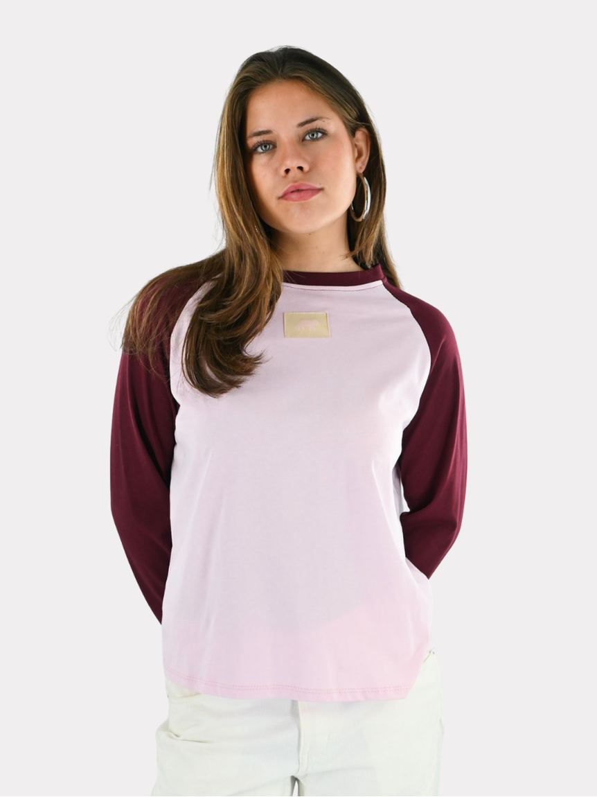 T-shirt de baseball à manches longues Tiger - bordeaux/rose