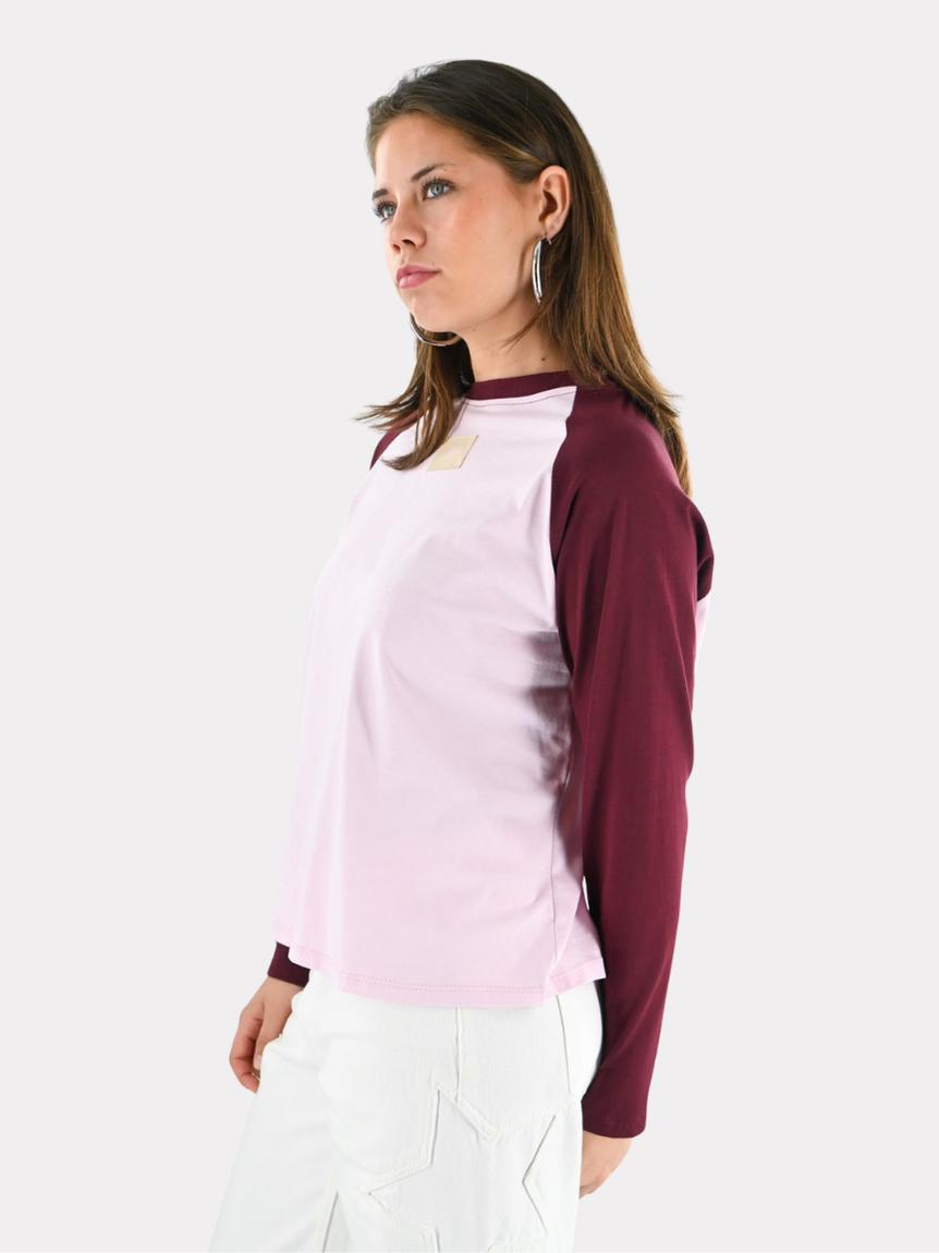T-shirt de baseball à manches longues Tiger - bordeaux/rose