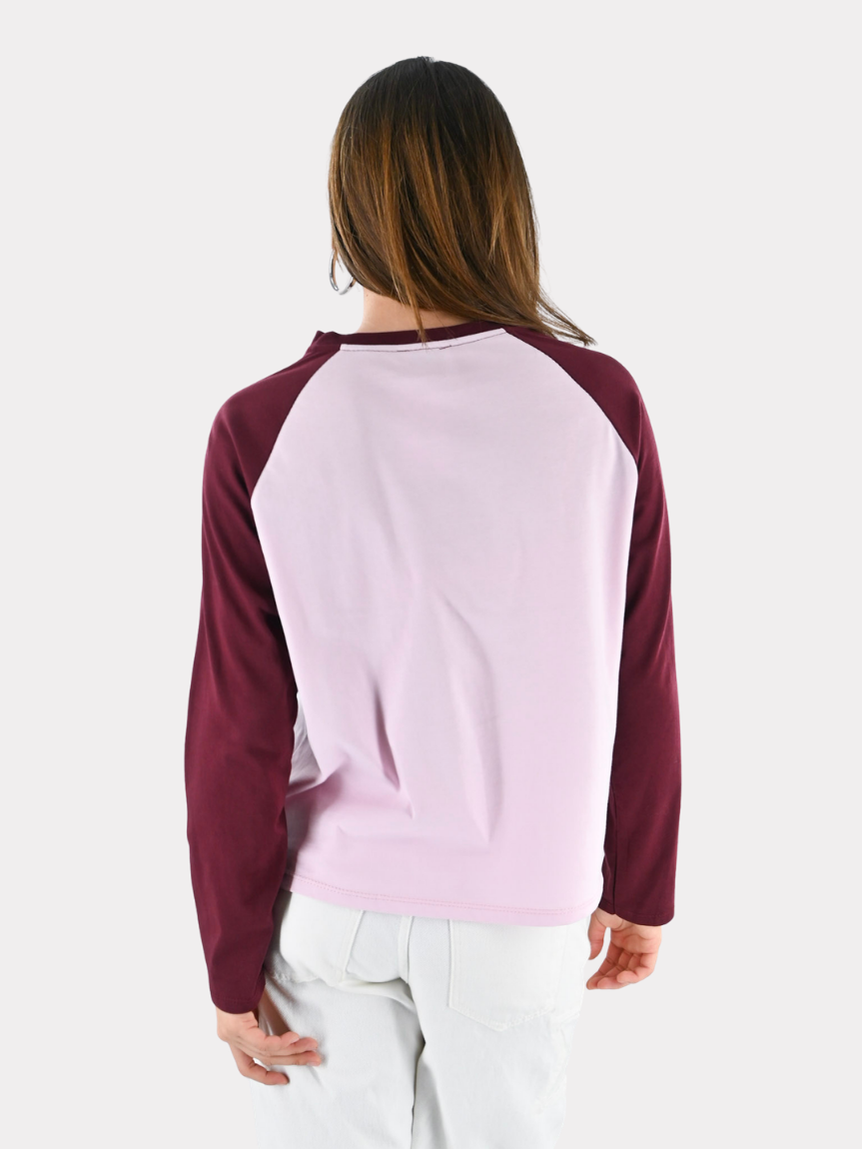 T-shirt de baseball à manches longues Tiger - bordeaux/rose