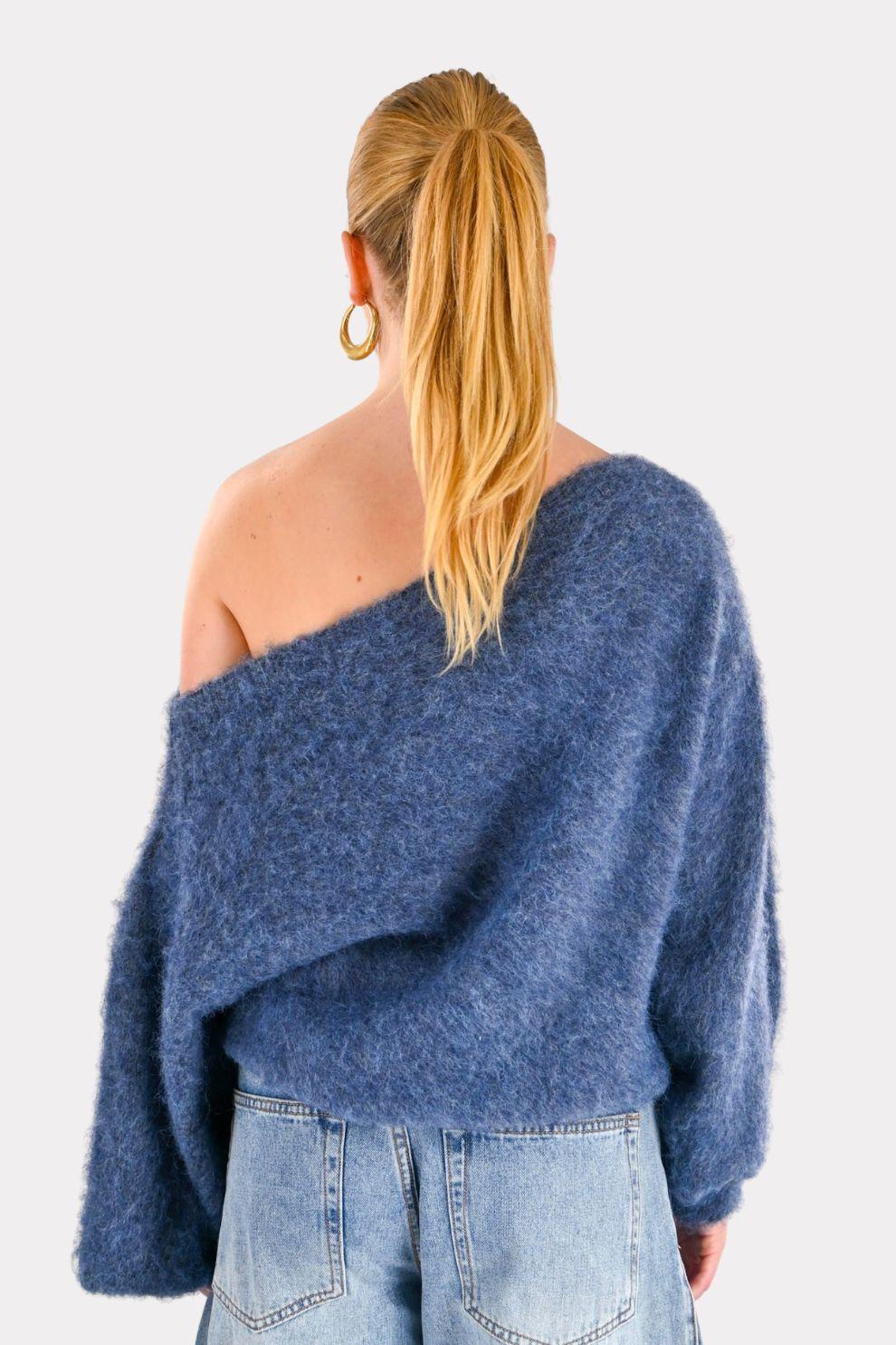 Maira Off-Shoulder-Stricktop - Blau