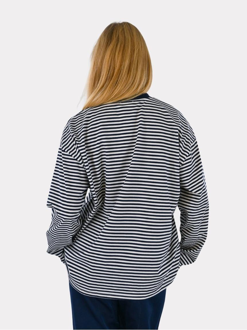 Tiger-Striped Long-Sleeve - Navy/White