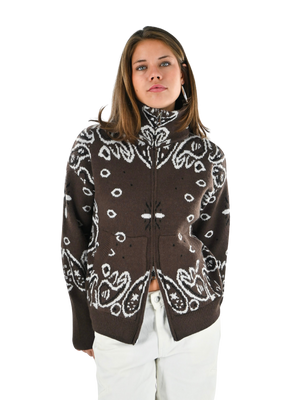 Aspen bandana zipper knit - bruin