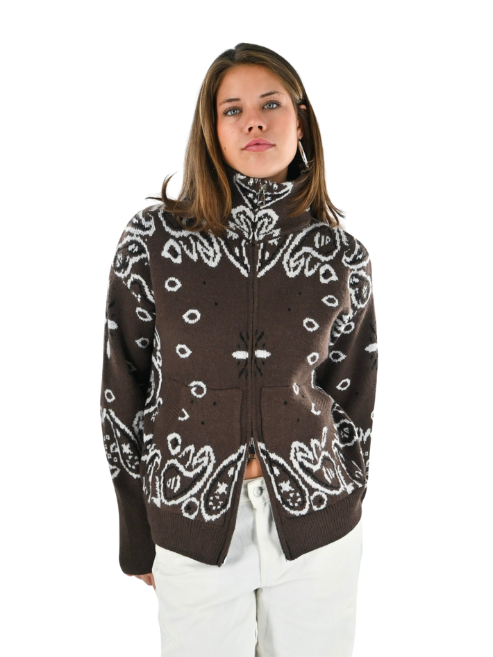 Aspen bandana zipper knit - brown