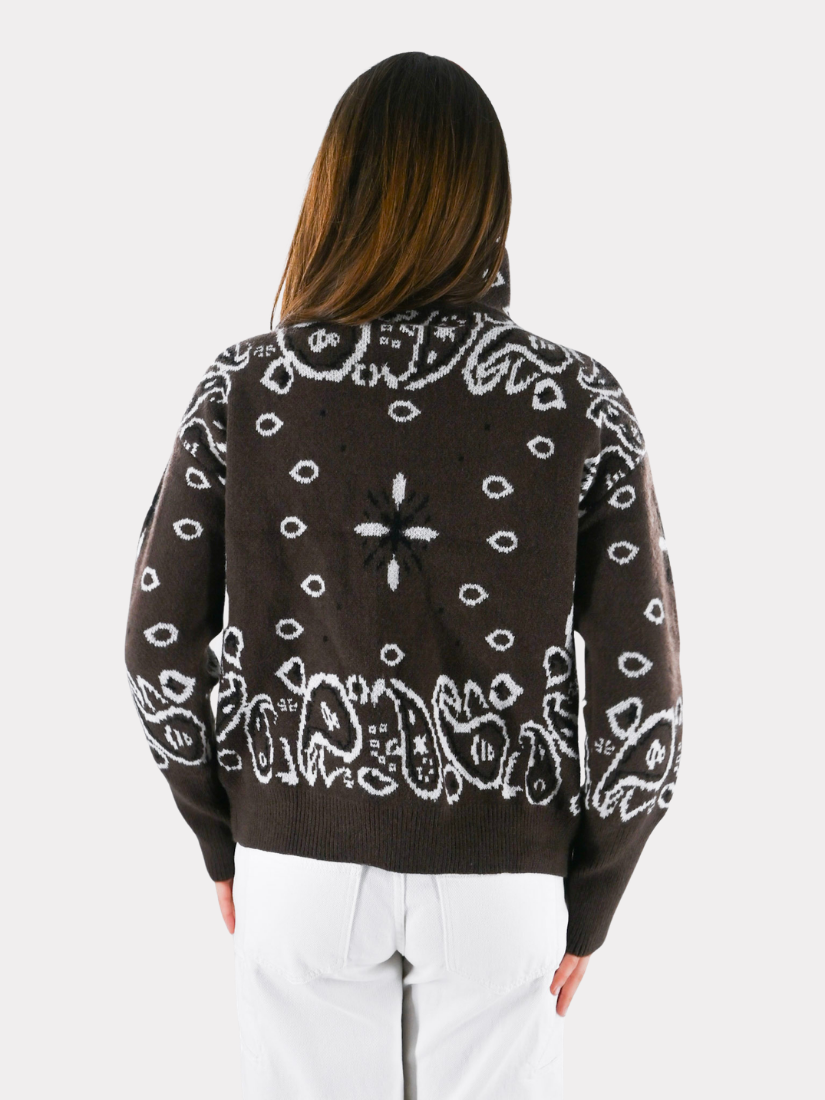 Aspen bandana zipper knit - bruin