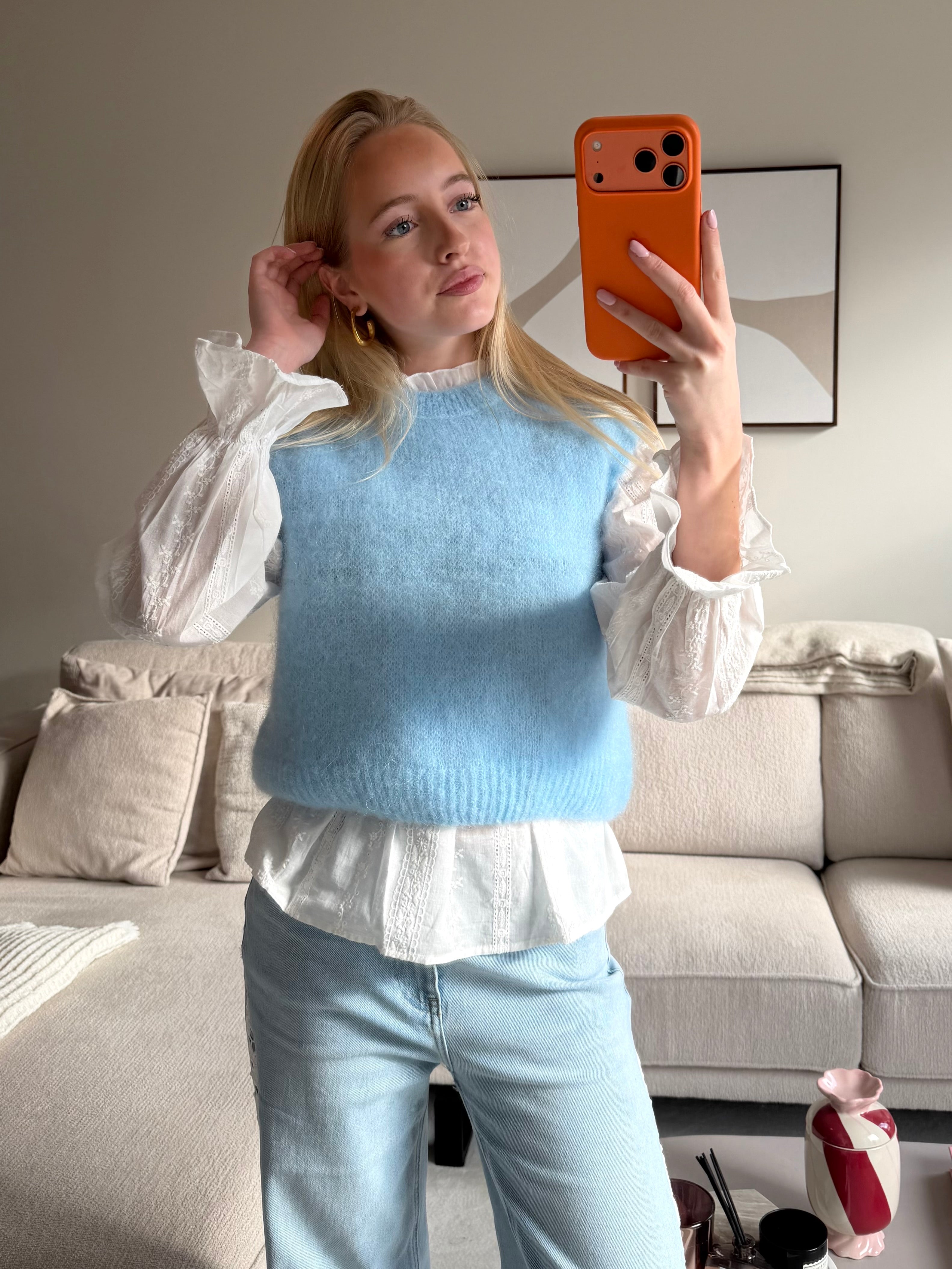 Tricot doux classique  - bleu