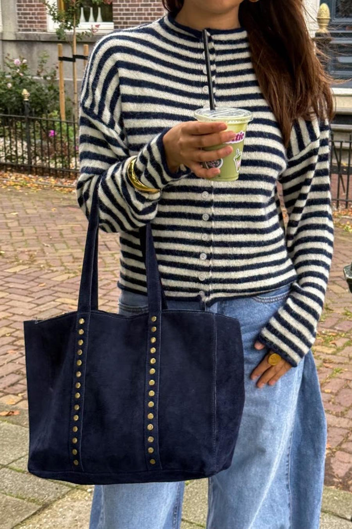 Tasche mit Nieten - Marineblau
