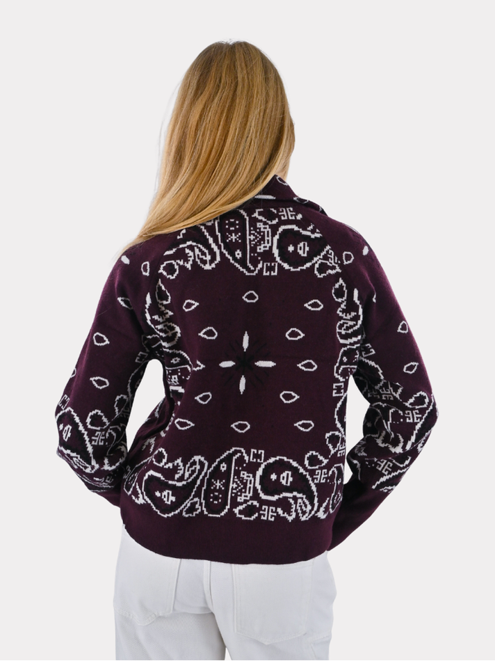 Aspen bandana zipper knit - burgundy