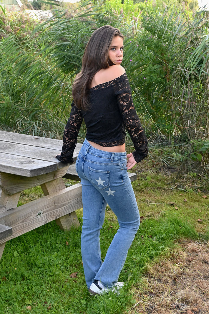 Superstar mid waist flared jeans - blue