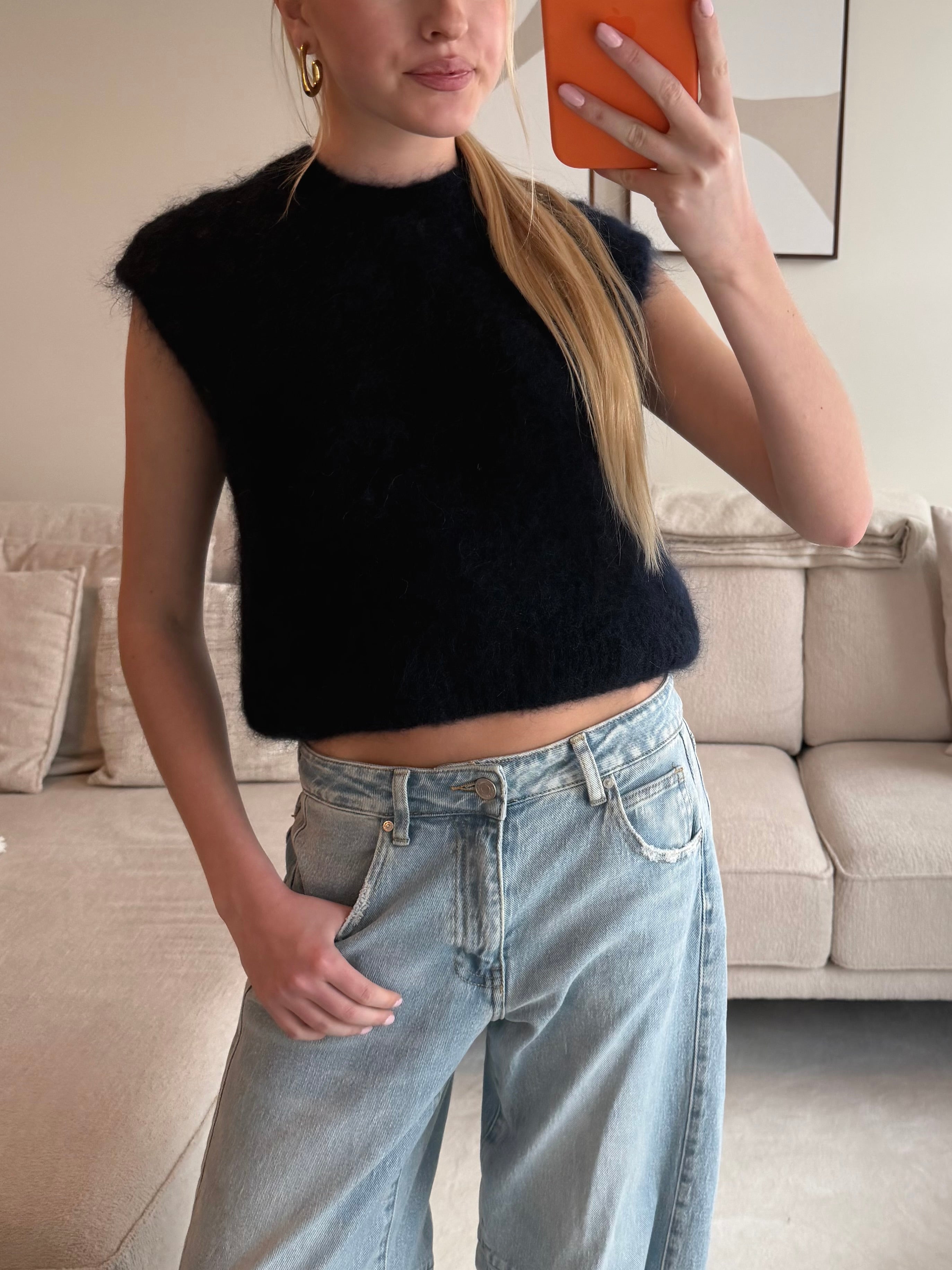 Maille classique douce  - marine