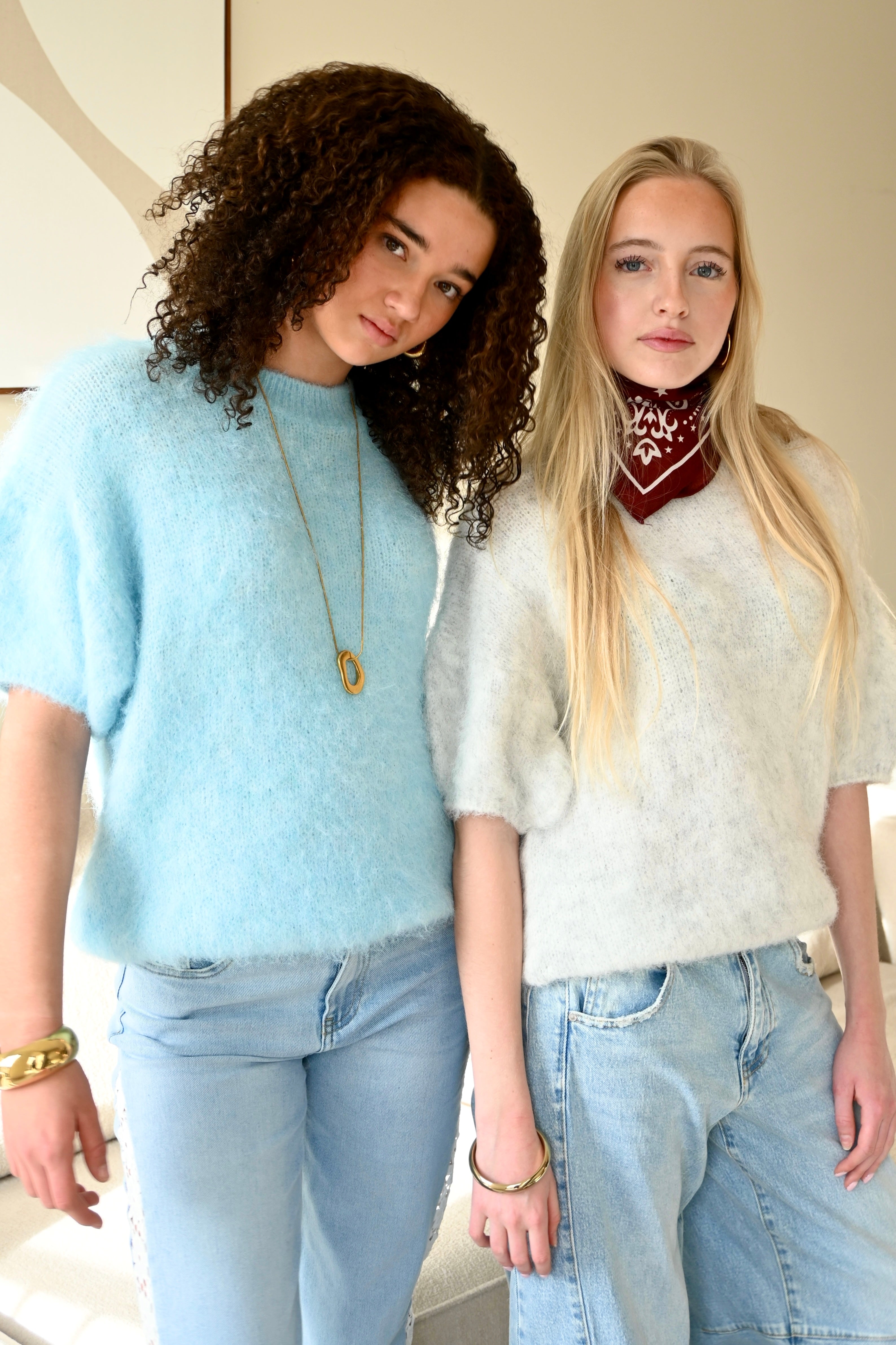 Faye knit short sleeve - grijs