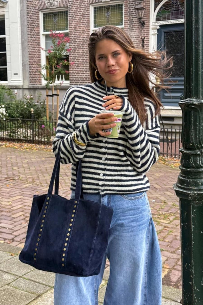Tasche mit Nieten - Marineblau