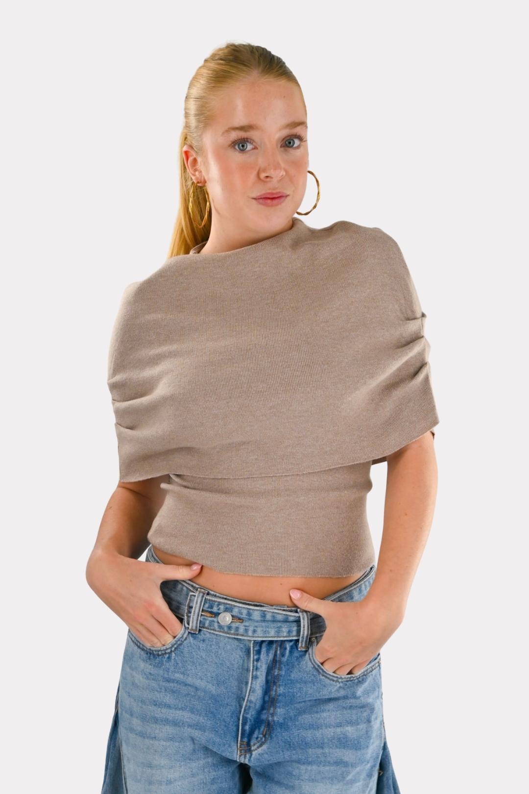 Double layered top - taupe