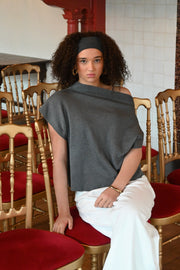 Dropped-shoulder top - grey