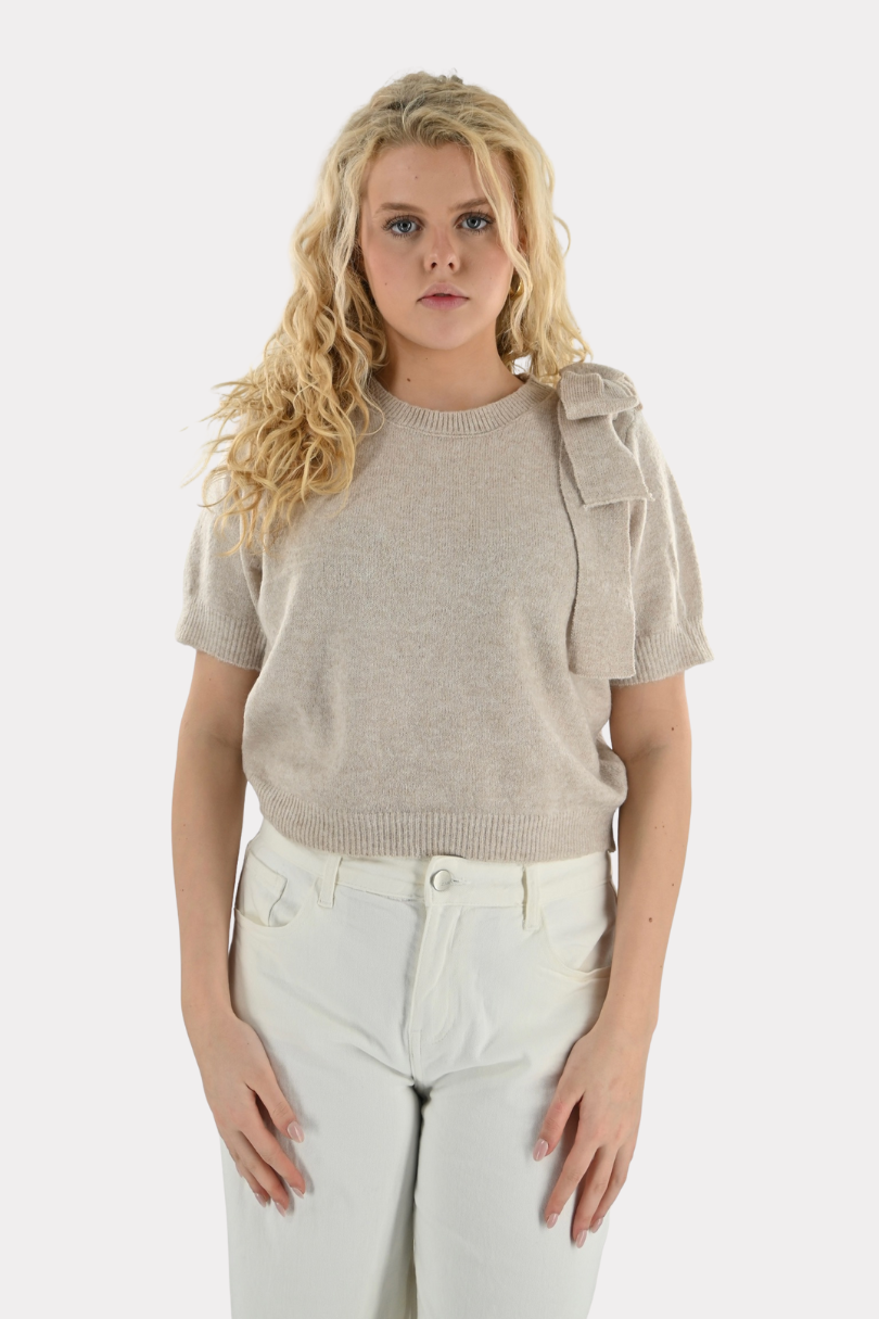 Bow side knit - taupe - Fashiontiger 1