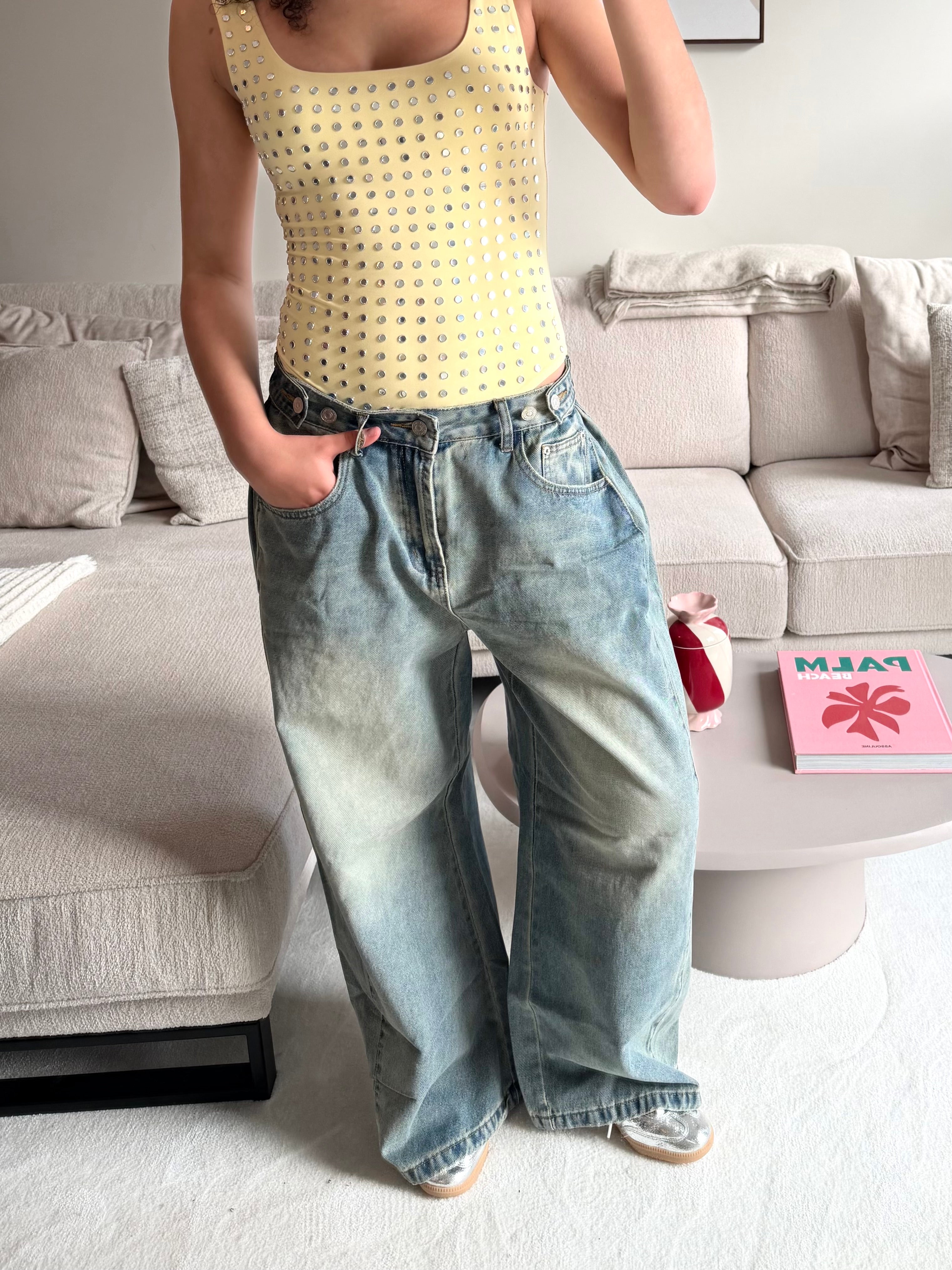 Button up jeans - blauw - Fashiontiger 1