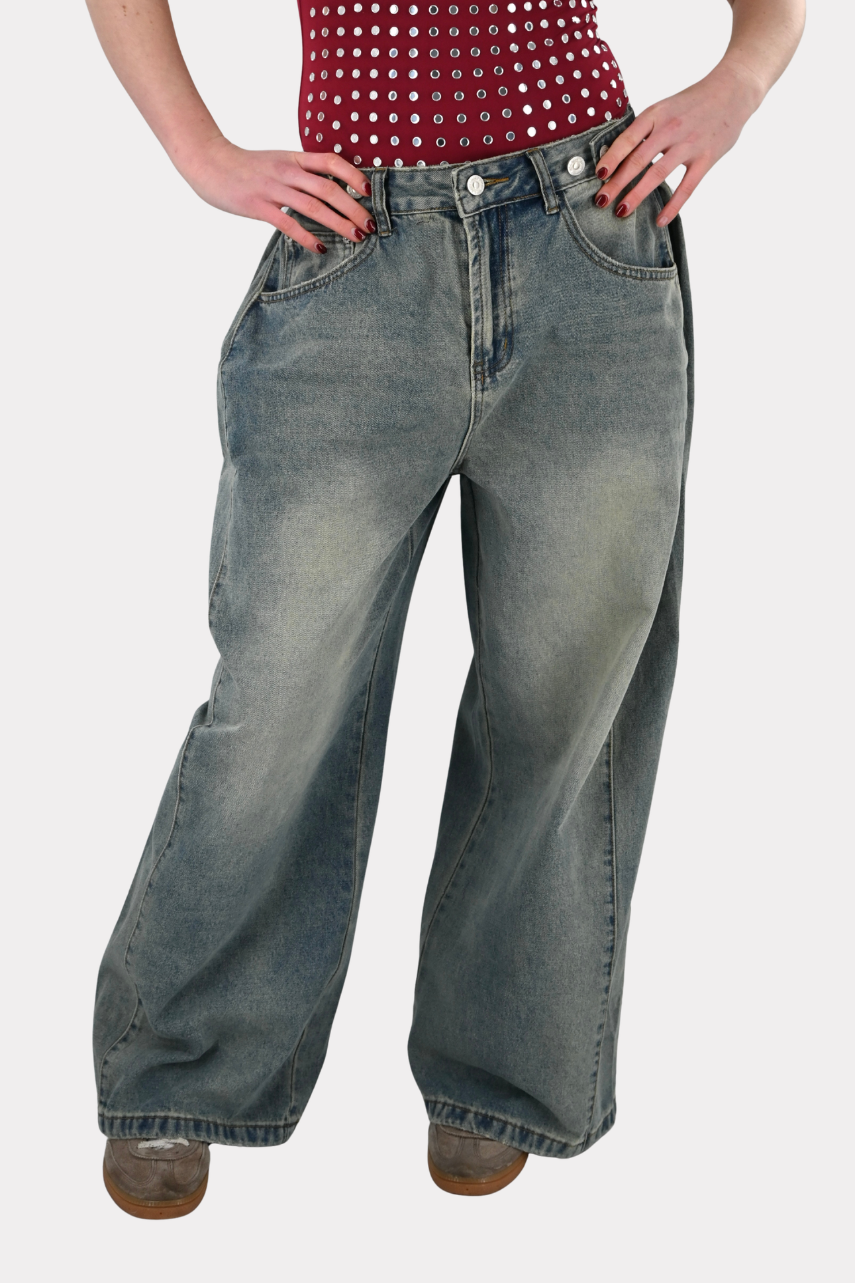 Button up jeans - blauw - Fashiontiger 3