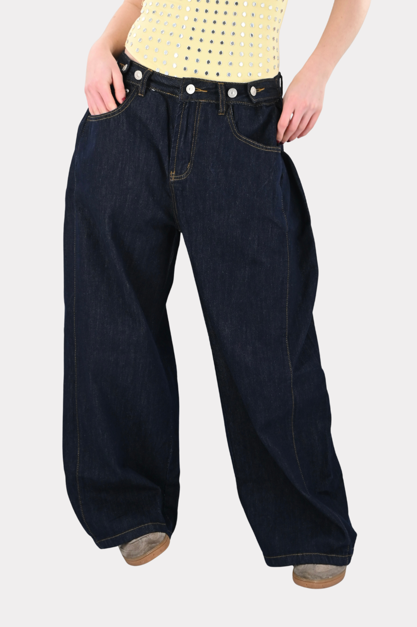 Button up jeans - donker blauw - Fashiontiger 3