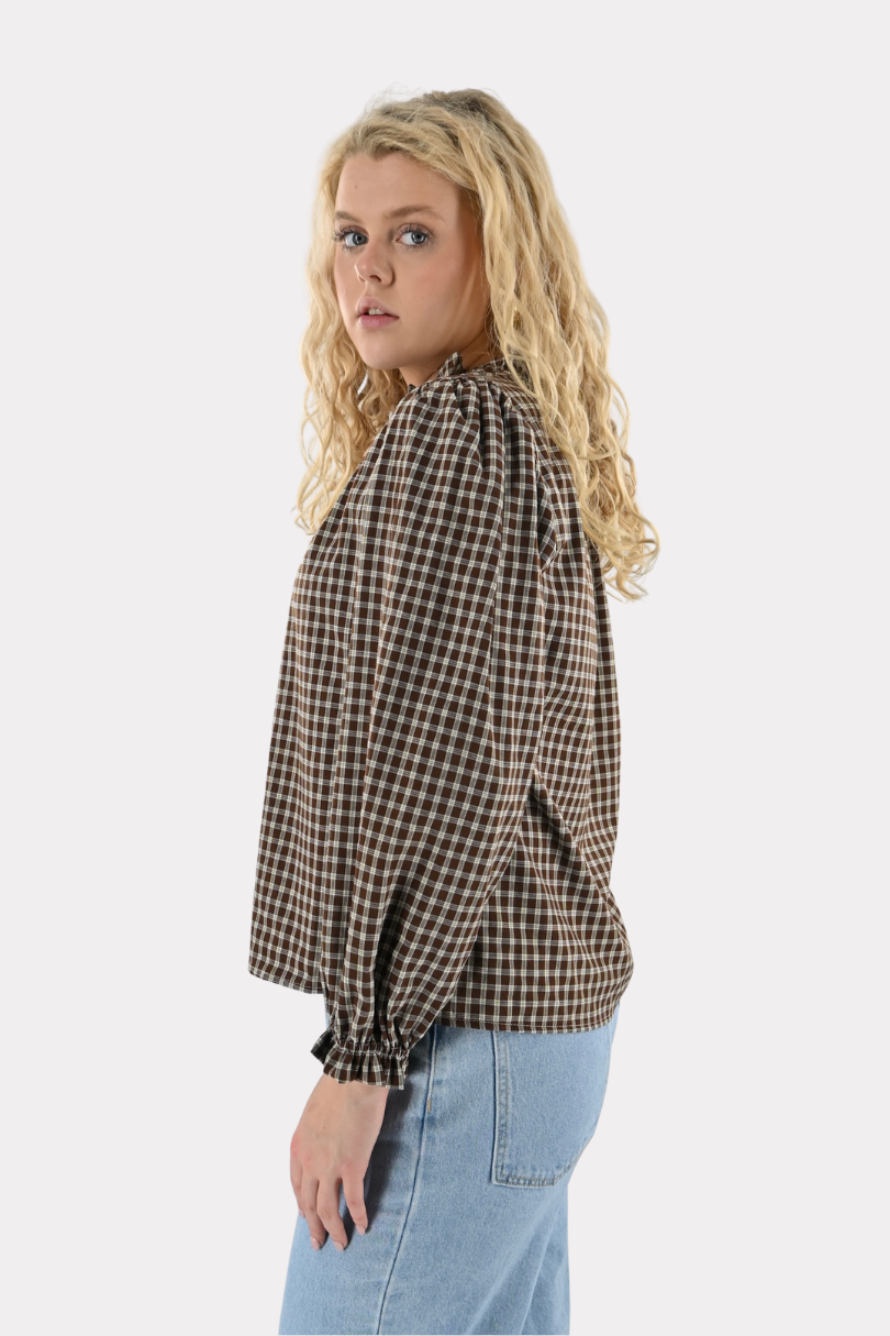 Check mate blouse - bruin - Fashiontiger 2
