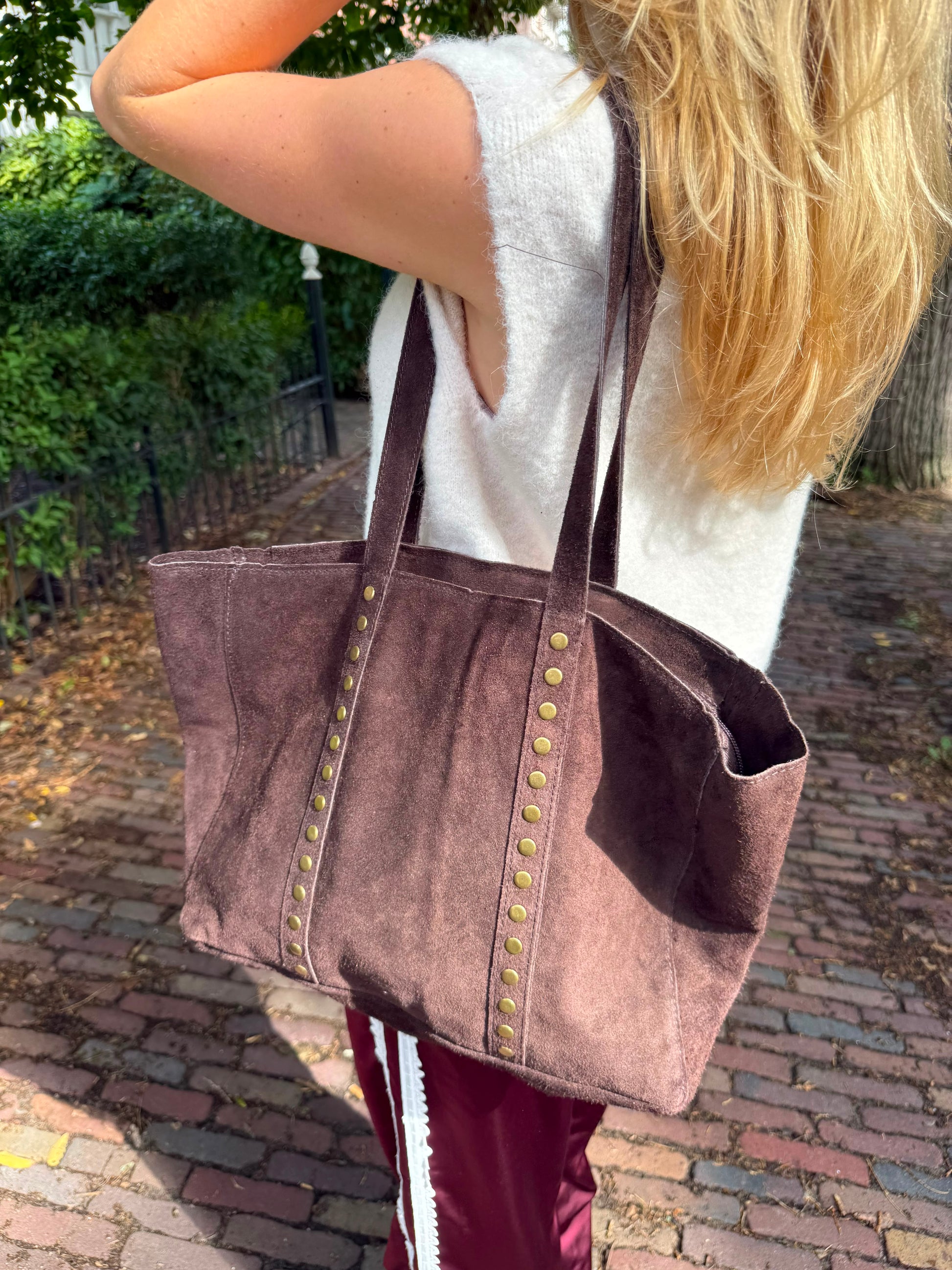 Nieten-Tasche - dunkelbraun