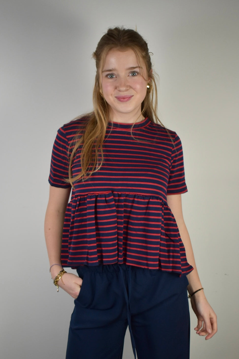 Striped top - white