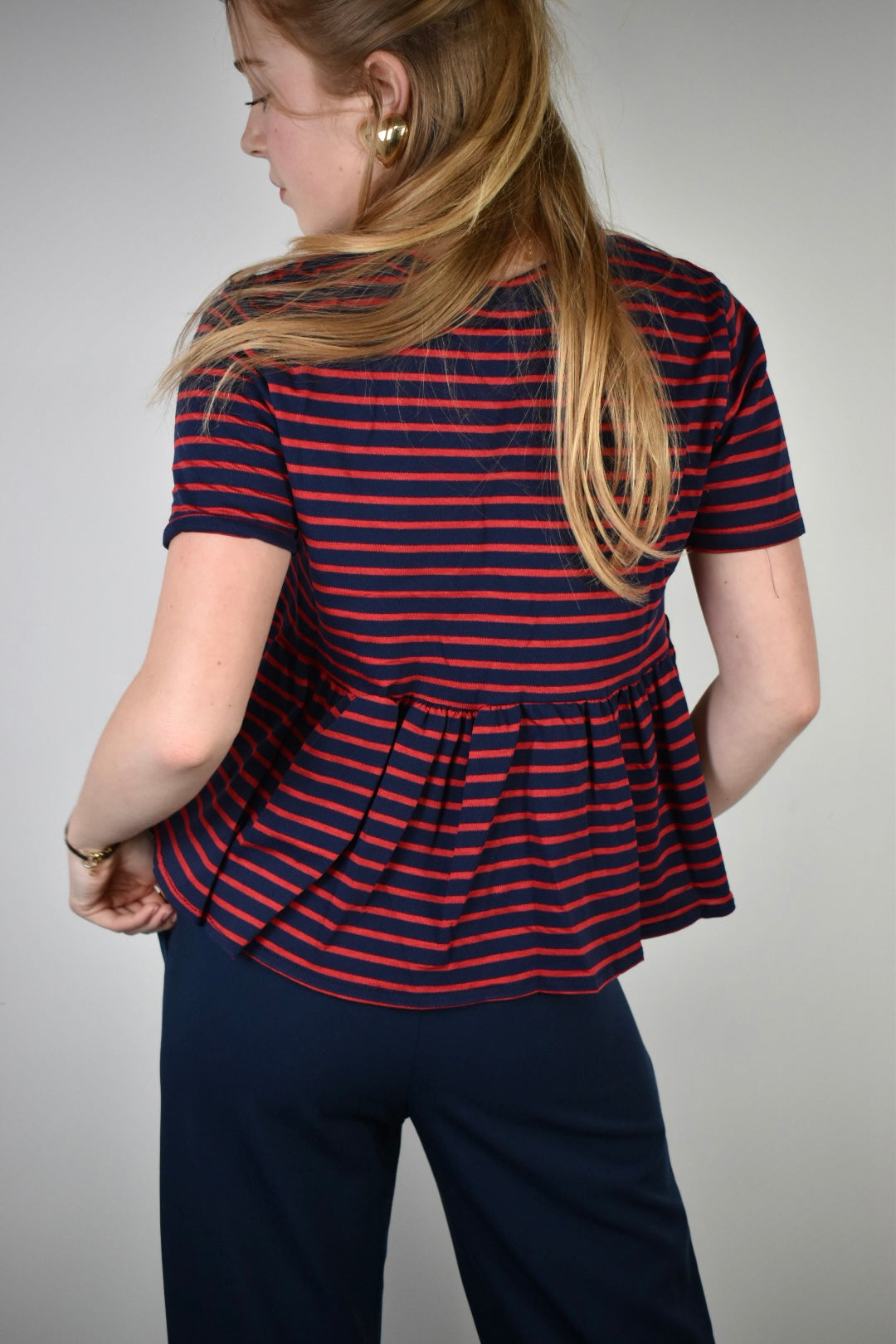 Striped top - navy/red