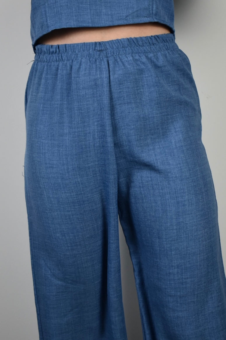 Denim ruffle pants - blue