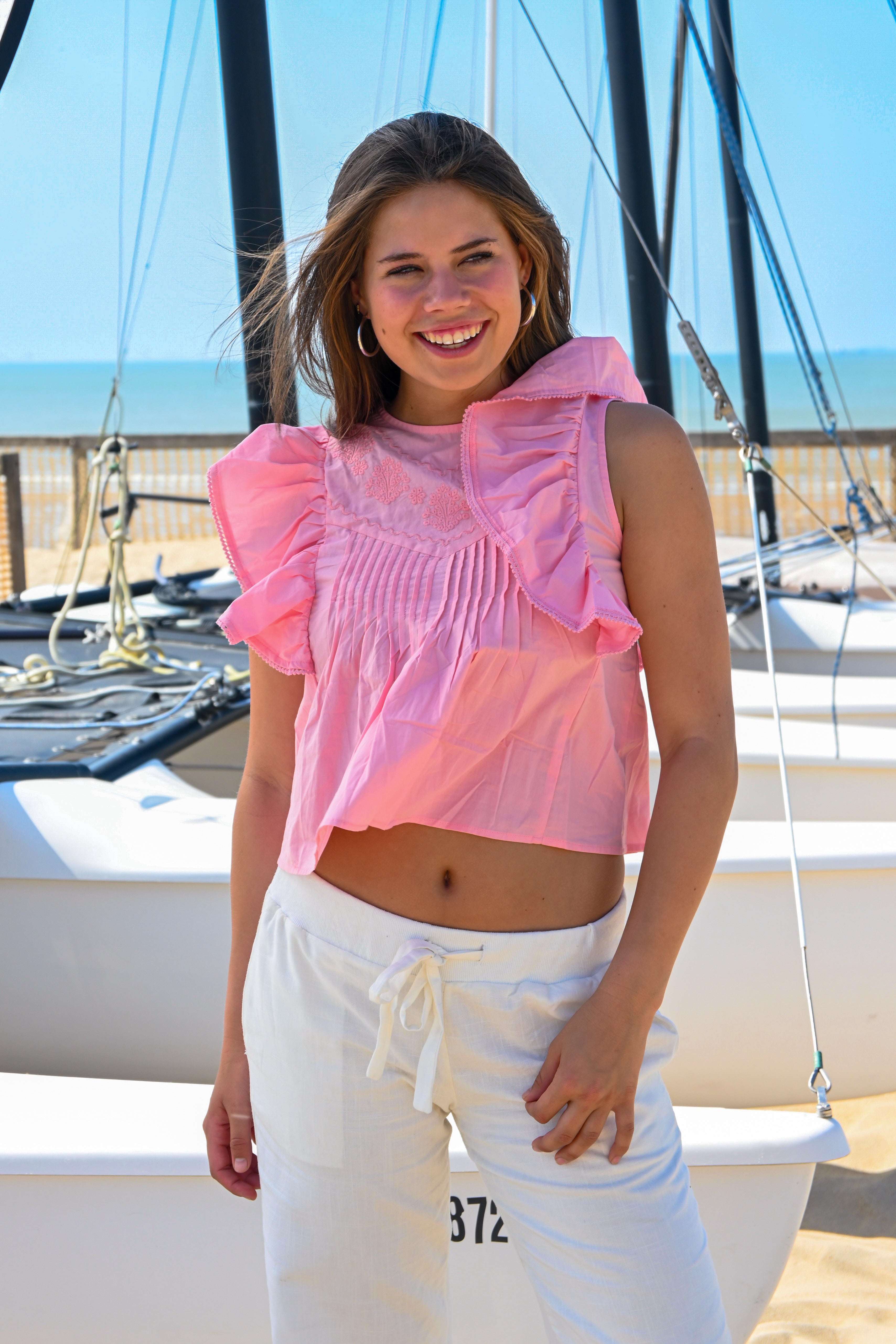 Tropische Bluse - babyrosa