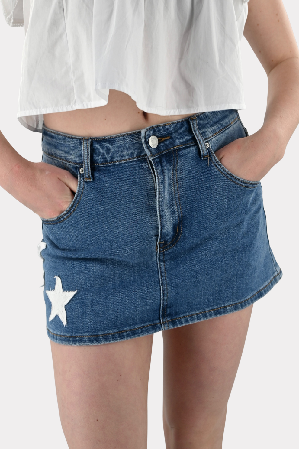 Denim star skort - blauw/wit - Fashiontiger 6