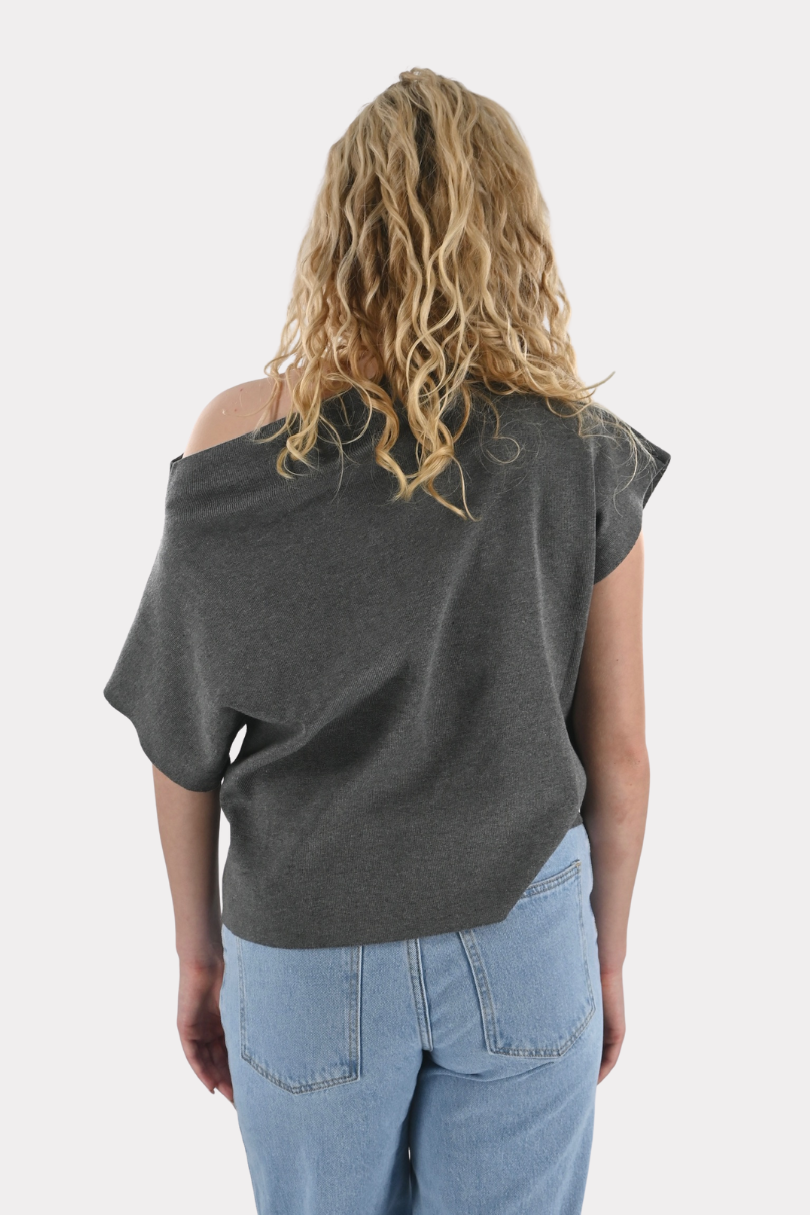 Dropped shoulder top - grijs - Fashiontiger 3