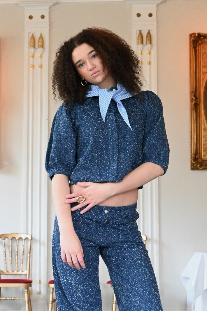 Kariertes „Check me“ Schal - blau