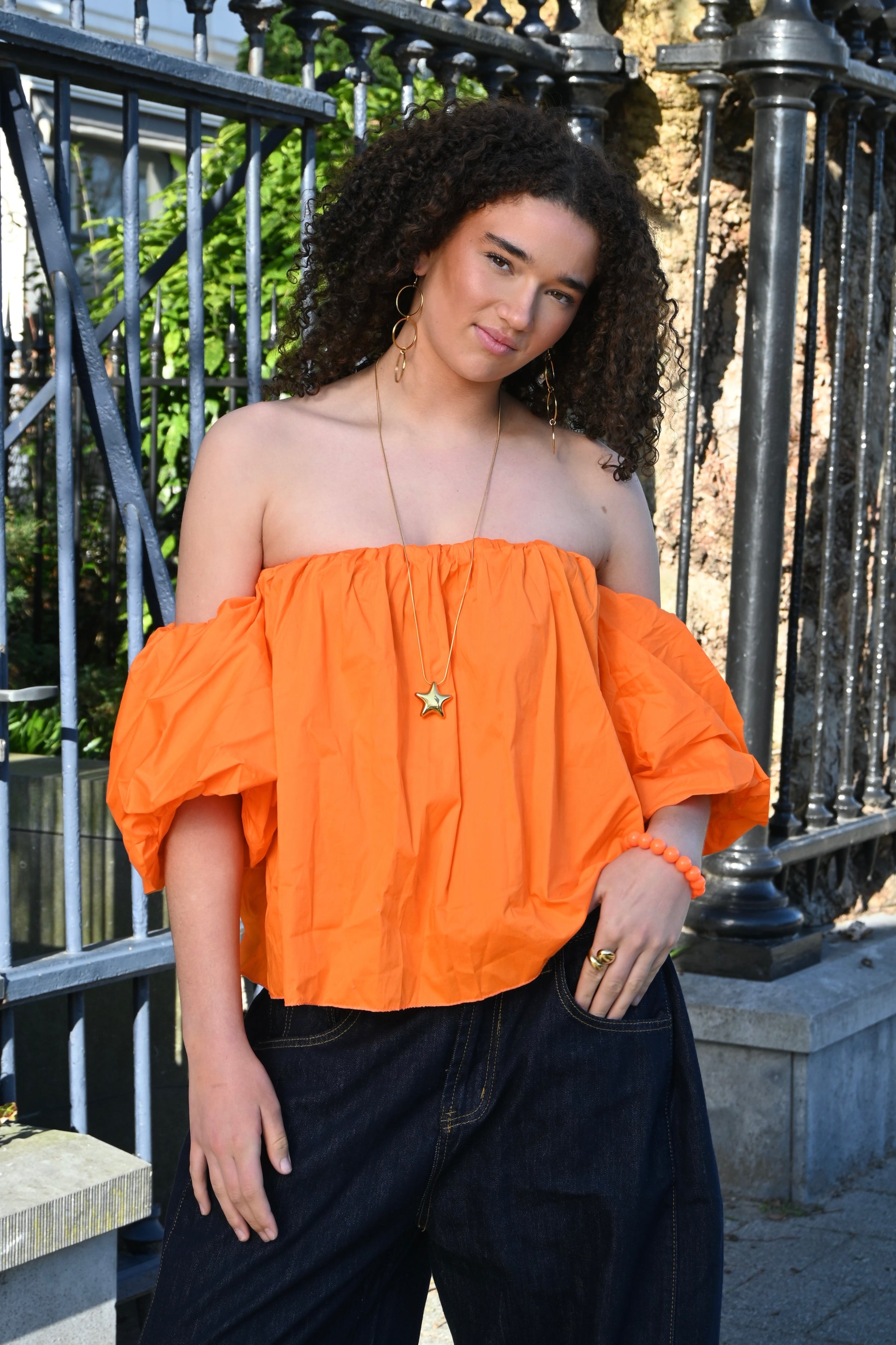 Eloise blouse - oranje - Fashiontiger 1