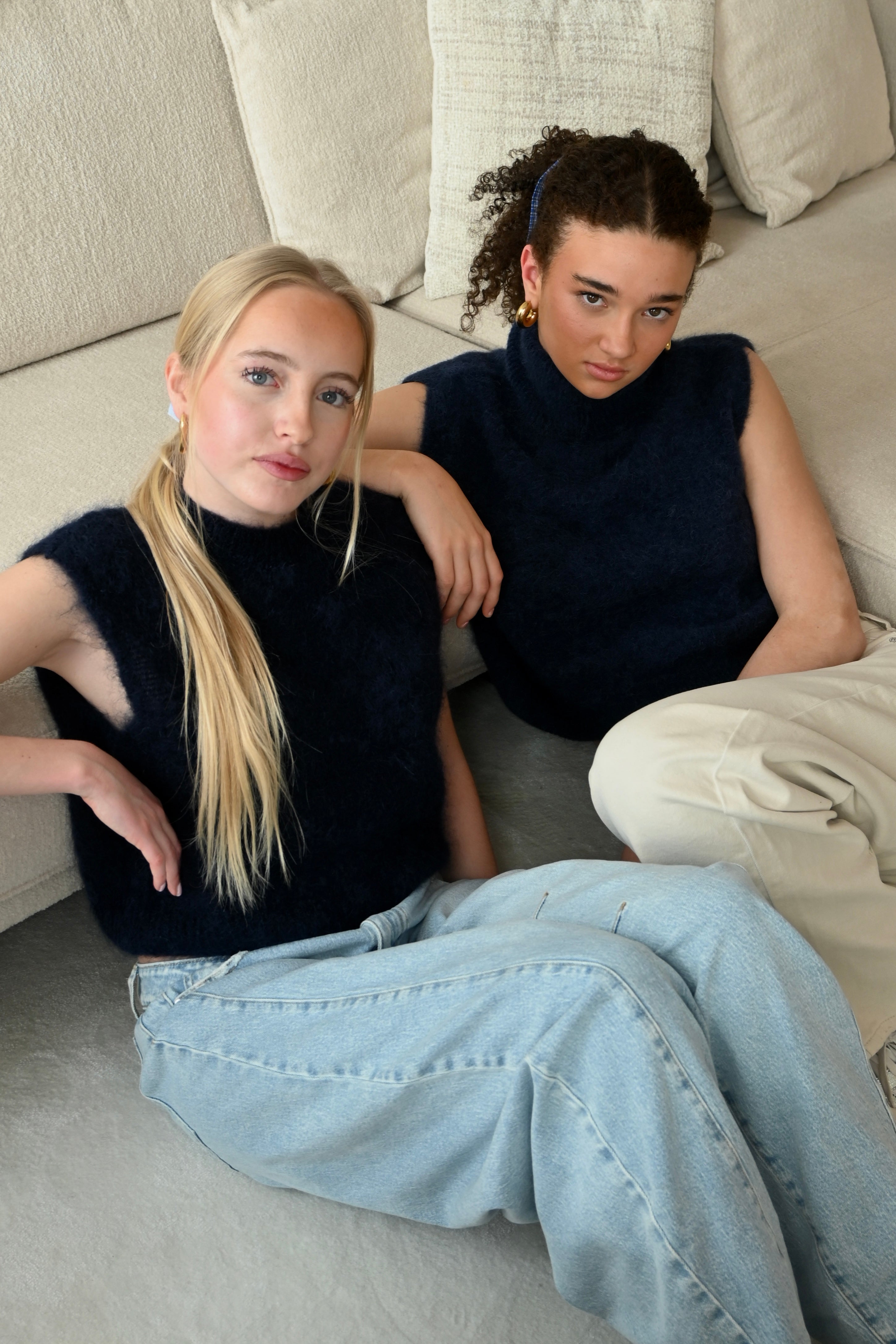 Maille classique douce  - marine