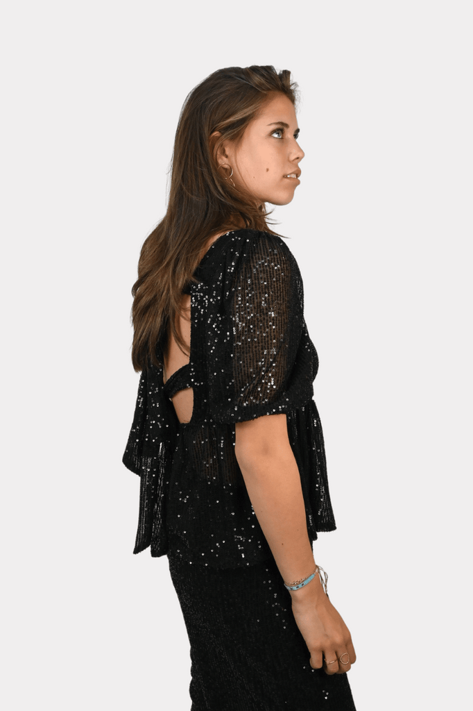 Ivy blouse sparkle - zwart